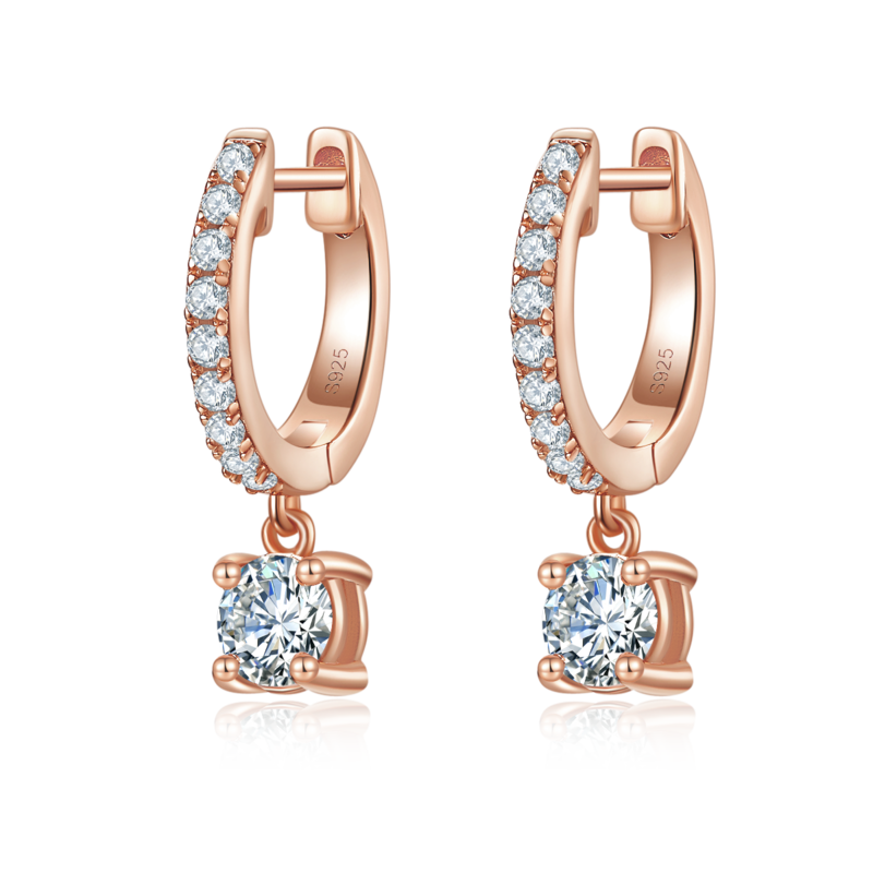 单排对半四爪耳环S925银Moissanite厘石D级1.35ct